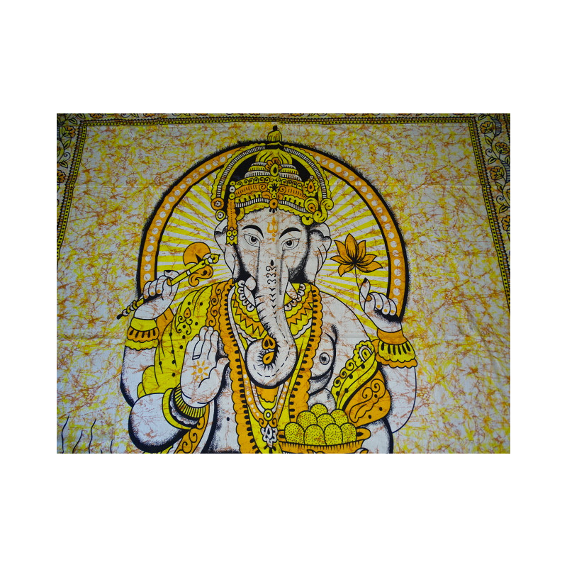 Tenture en coton ou dessus de lit avec Ganesh...