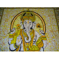 Baumwoll Wandbehang oder Tagesdecke mit gelbem Ganesh