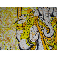 Baumwoll Wandbehang oder Tagesdecke mit gelbem Ganesh
