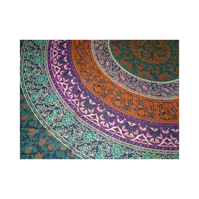 Cotton wall hanging or bedspread with green...