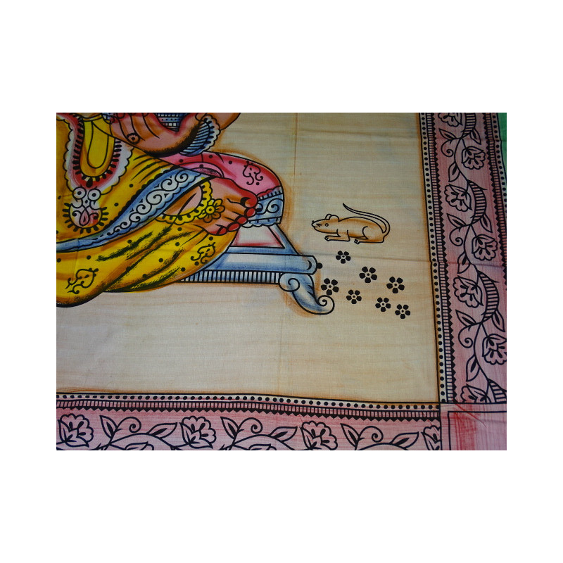 Cotton wall hanging or bedspread with Ganesh in...
