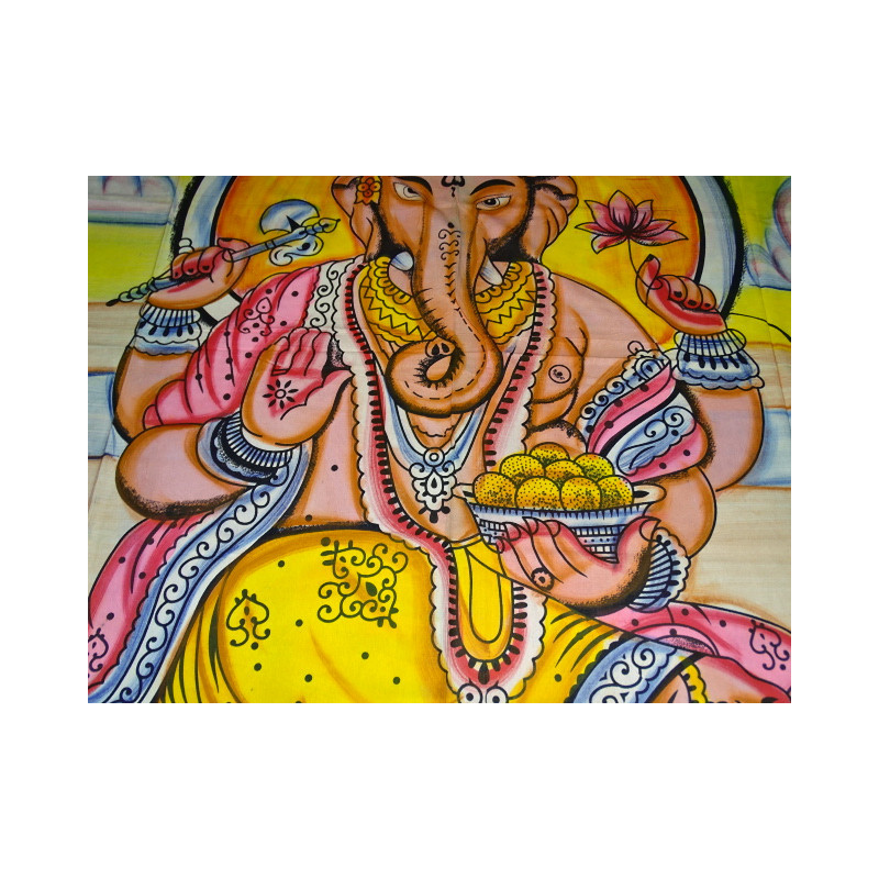 Cotton wall hanging or bedspread with Ganesh in...