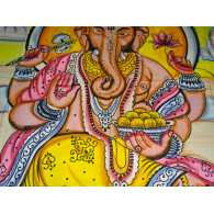 Colgador de pared de algodón o colcha con Ganesh en meditación