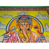 Cotton wall hanging or bedspread with Ganesh in meditation