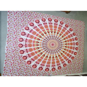 Baumwolle Wandbehang mit Buntglas und Kaschmir rot und...