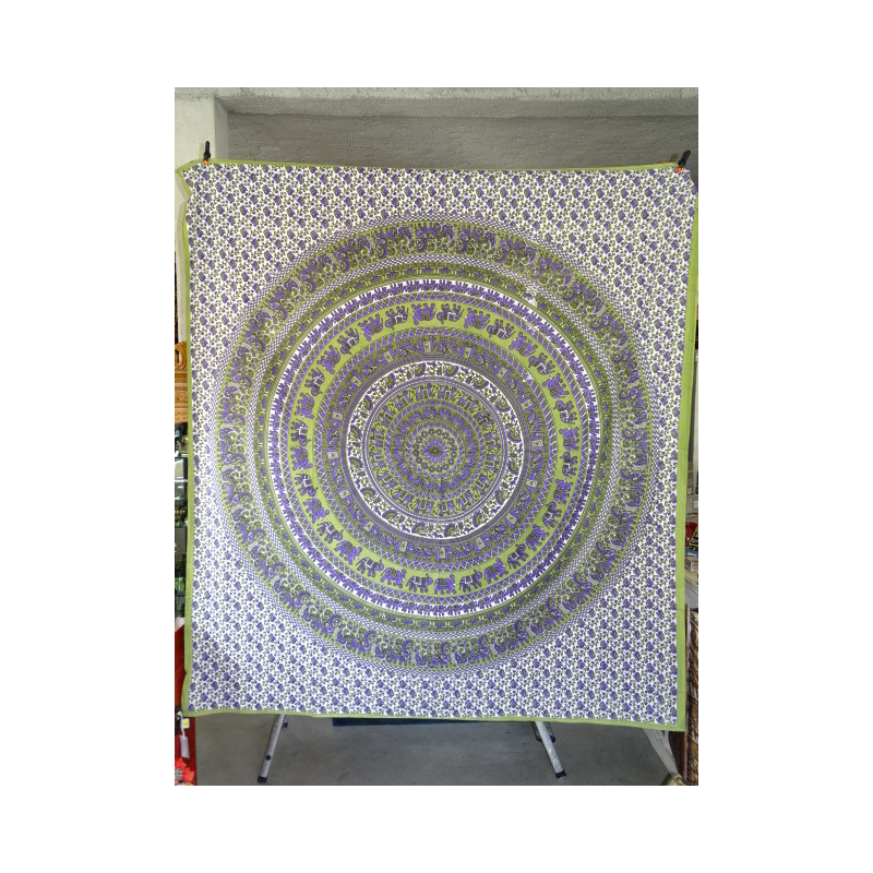 Coton wall hanging elephant purple and green