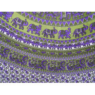 Tenture coton mosaïque éléphant violet et vert
