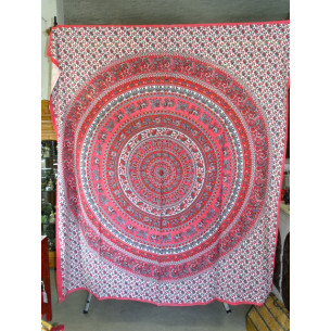 Tapiz de algodón rojo mosaico elefante