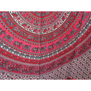 Tenture coton mosaïque éléphant rouge 2
