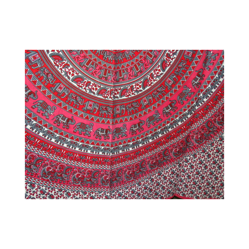 Tapiz de algodón rojo mosaico elefante