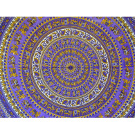 Tenture coton mosaïque éléphant violet et orange