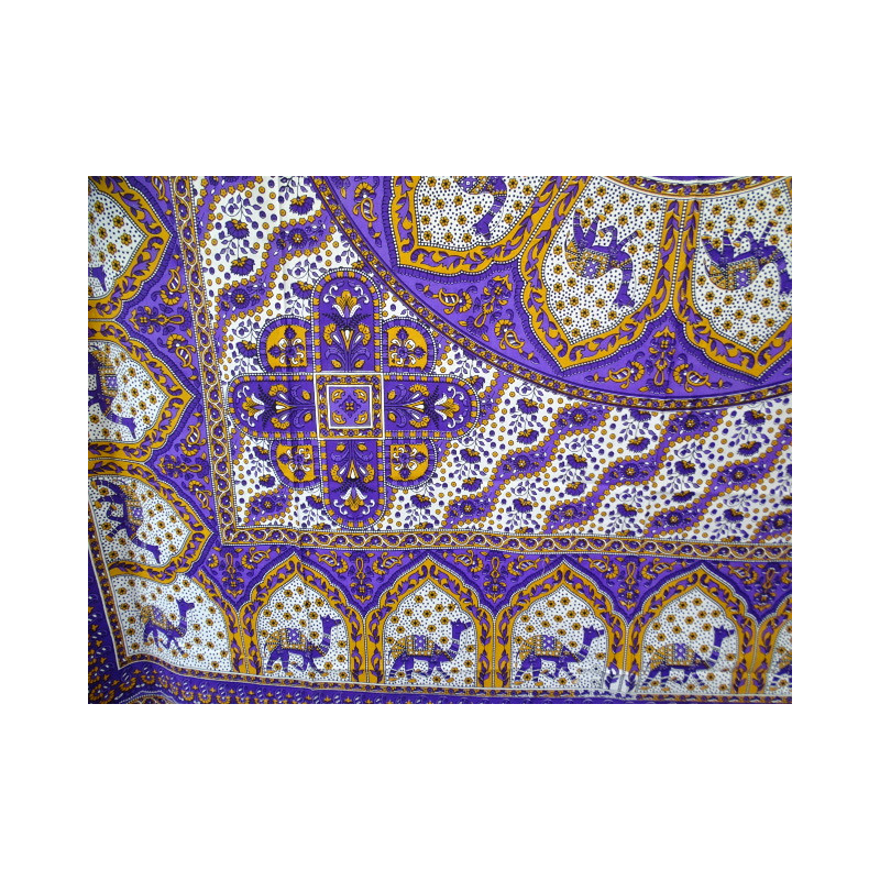 Tenture Mosaïque chameau violet et orange