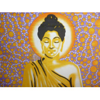 hanging BUDDHA purple bulles yellows
