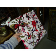 Cojines de silla de terciopelo 38x38 cm con aves del paraíso - blanco