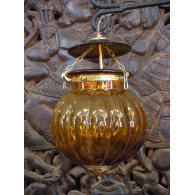Lampe KHARBUJA verre souflé jaune 22x22 cm