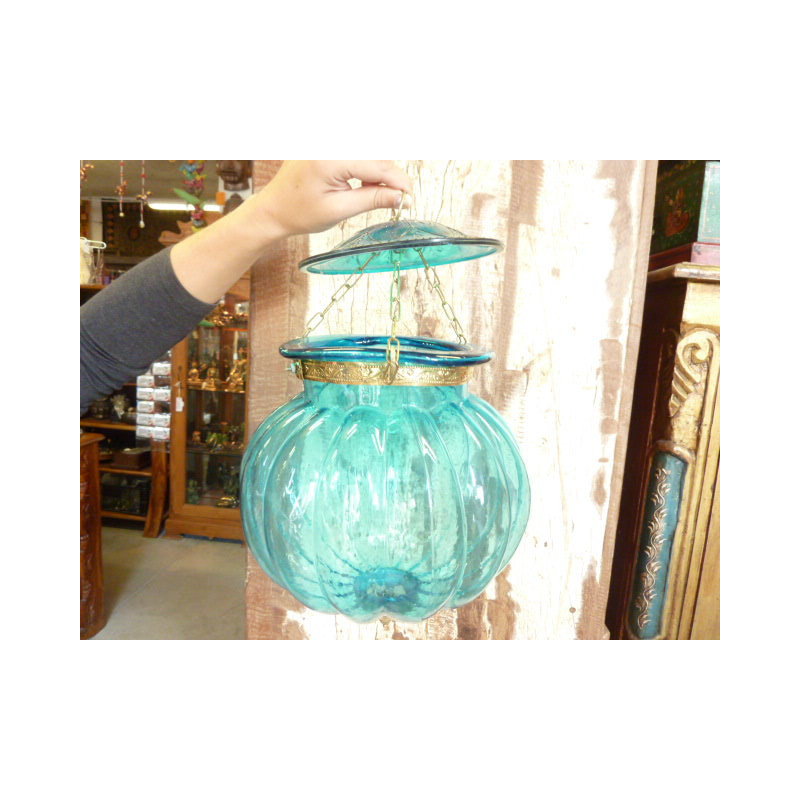 KHARBUJA verre souflé turquoise