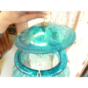 Lampe indienne KHARBUJA en verre souflé turquoise 22x22 cm 2