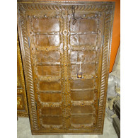 Petite portes ancienne de placard plaquée avec du metal - 1