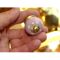 Pink small pumpkin handles pastel white dots