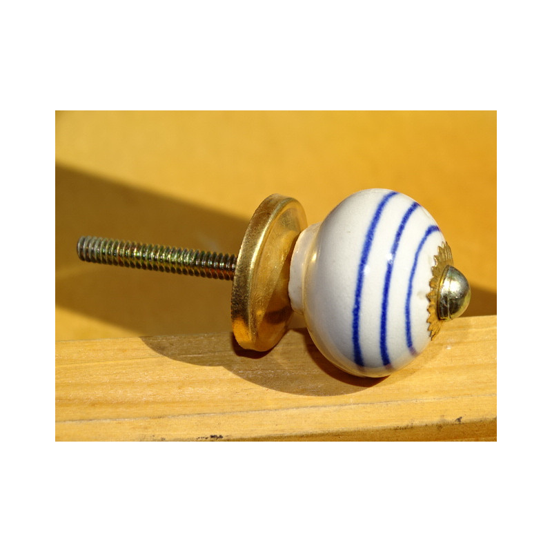 Pequeña manijas blanco linea azul oscuro