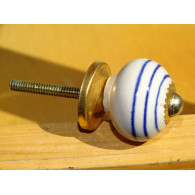 Pequeña manijas blanco linea azul oscuro