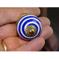 Piccola zucca bianco spirale blu scuro
