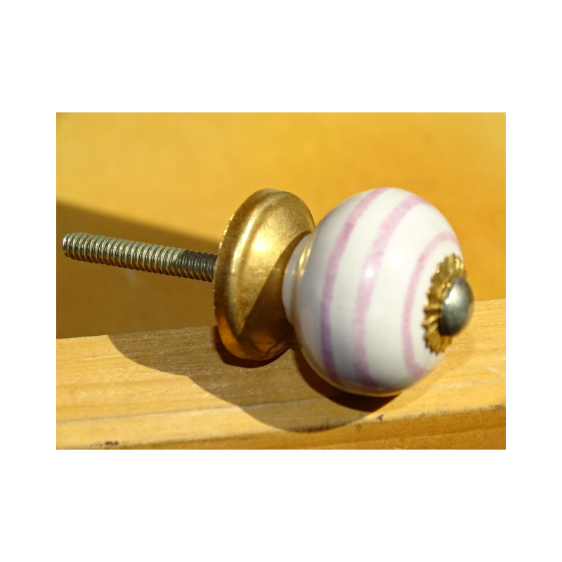 Petite poignée blanc trait rose pastel