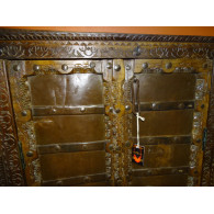 Petite portes ancienne de placard palquée avec du metal - 3