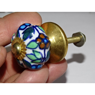 Small pumpkin handles white turquoise and brown 2