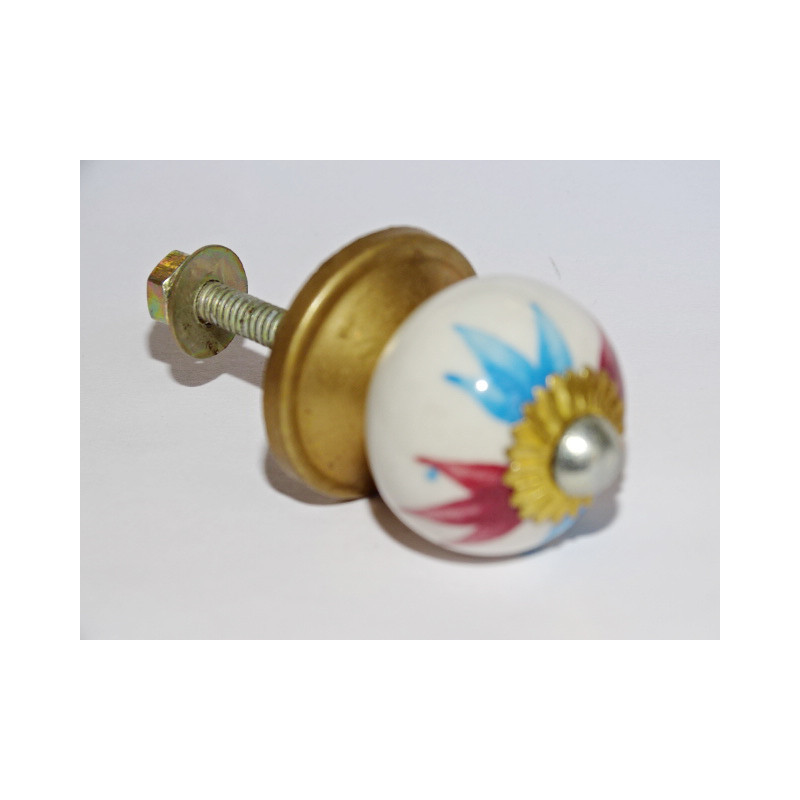 Furniture handle turquoise and violet petals