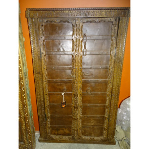 Small antique cupboard doors with metal - 4