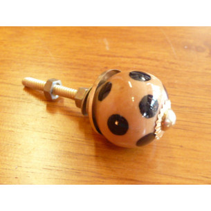 Mini boutons Caramel pois noir