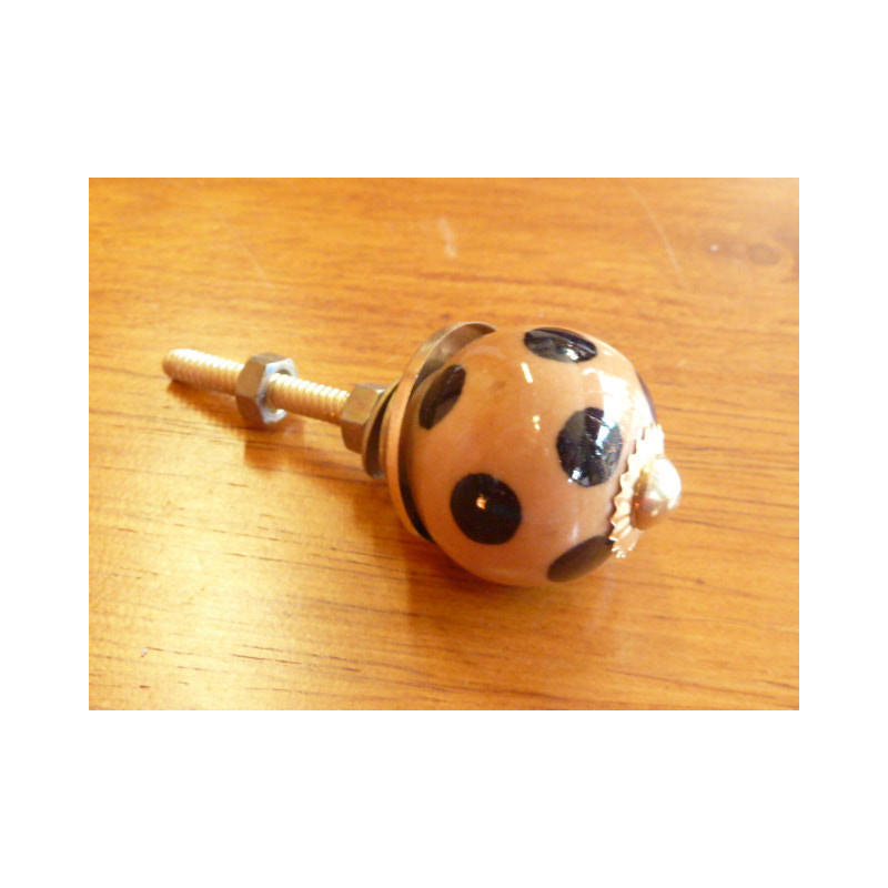Mini boutons Caramel pois noir