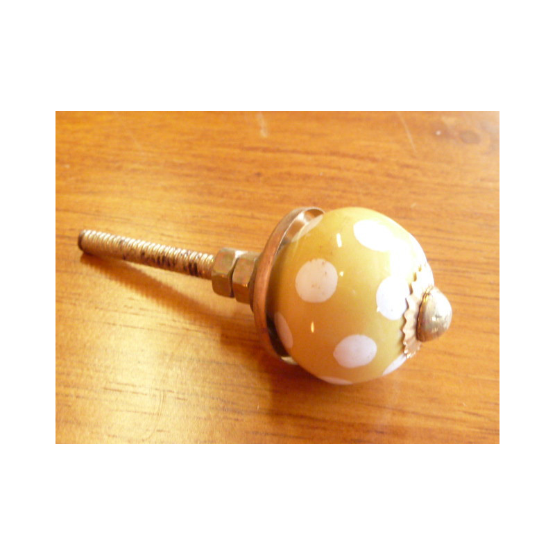 Mini boutons Jaune pois blanc - doré