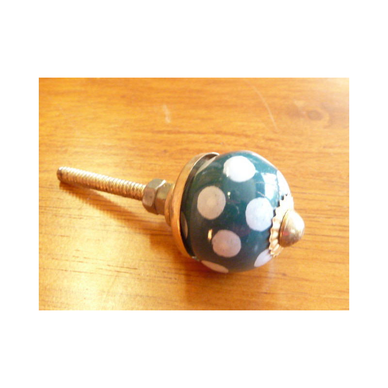 Mini knobs emeraude pitch white - gold