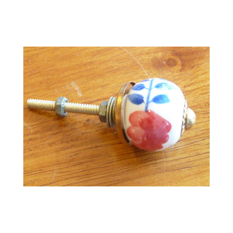 Mini boutons Fleur rouge/outremer