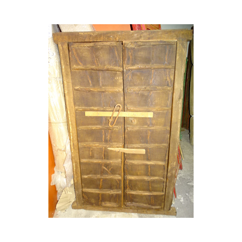 Small antique cupboard doors with metal - 4