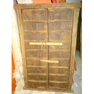 Petite portes ancienne de placard palquée avec du metal - 4