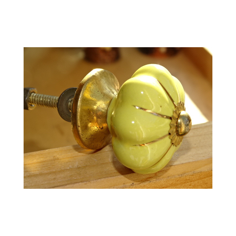 Mini bottoni zucca gialli con linea oro - 35 mm