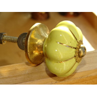 Mini yellow pumpkin buttons with gold line - 35 mm