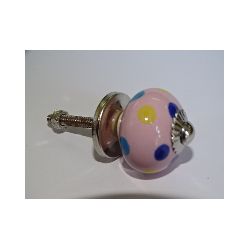 mini boutons en céramique rose à pois...