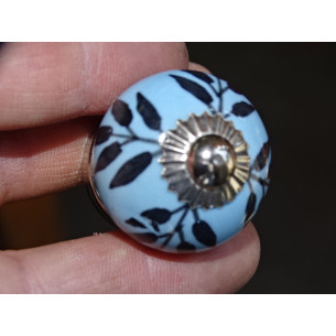 mini sky blue fern ceramic buttons - silver 2