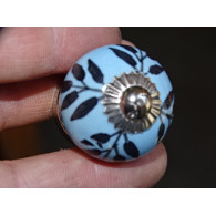 Mini himmelblaue Farn Keramikknöpfe - silber