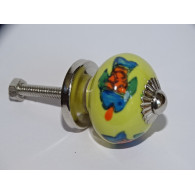 Mini gelbe Keramikknöpfe und 3 Fische - silber