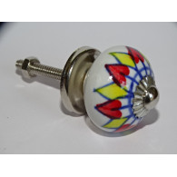 mini botones de cerámica de girasol rojo y amarillo - plata
