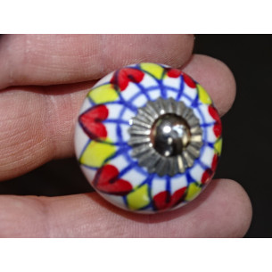 Mini rote und gelbe Sonnenblumen-Keramikknöpfe - silber 2