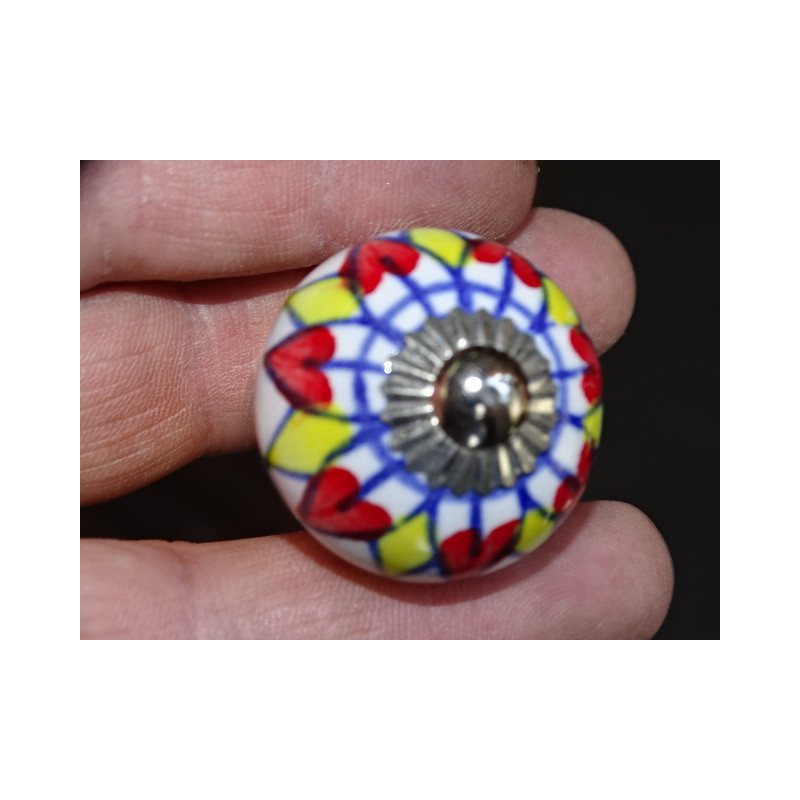 mini red and yellow sunflower ceramic buttons -...