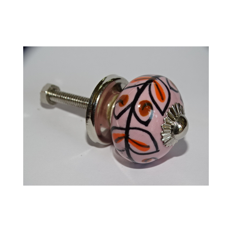 mini bottoni in ceramica rosa e fogliame nero -...