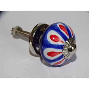 mini bottoni in ceramica blu oltremare e petalo rosso -...