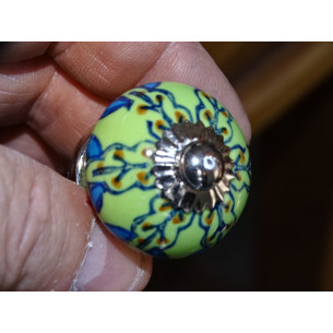 mini buttons in green ceramic and turquoise flower - silver 2